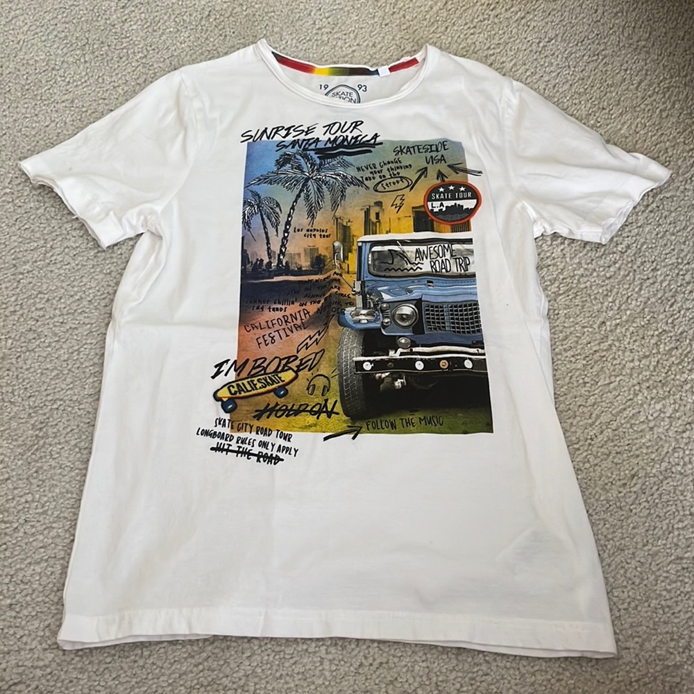 Young boy white tee shirt